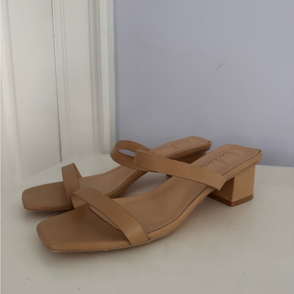 Lulu's Tan Minimalist Block Heel Sandals
